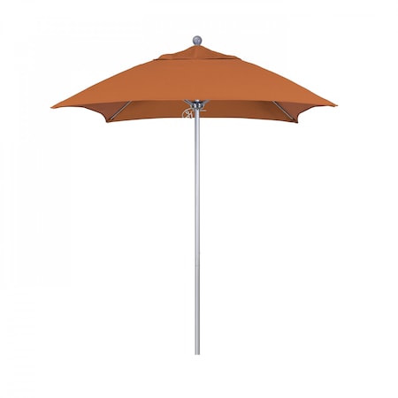 6' Silver Aluminum Market Patio Umbrella, Sunbrella Tuscan